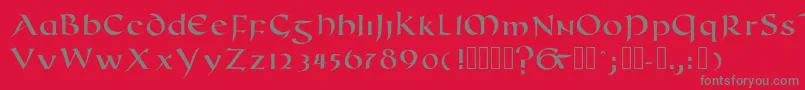 Romanuncialmodern-Schriftart – Graue Schriften auf rotem Hintergrund