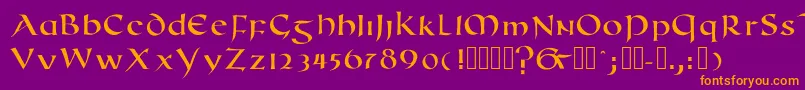 Romanuncialmodern Font – Orange Fonts on Purple Background
