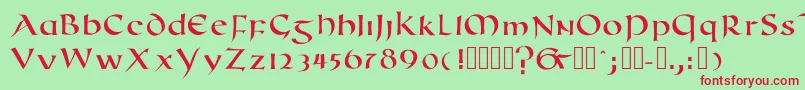 Romanuncialmodern-Schriftart – Rote Schriften auf grünem Hintergrund