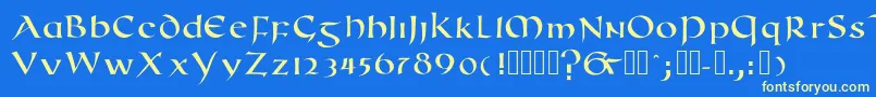 Romanuncialmodern Font – Yellow Fonts on Blue Background