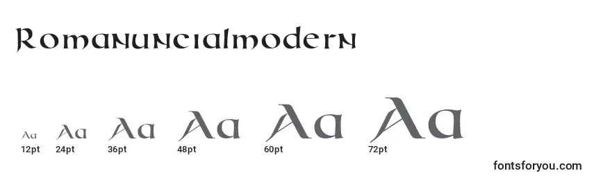Größen der Schriftart Romanuncialmodern