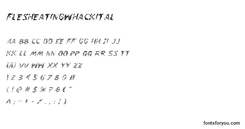 A fonte Flesheatingwhackital – alfabeto, números, caracteres especiais