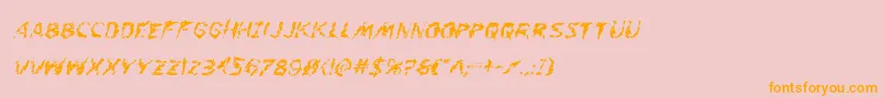 Flesheatingwhackital-Schriftart – Orangefarbene Schriften auf rosa Hintergrund