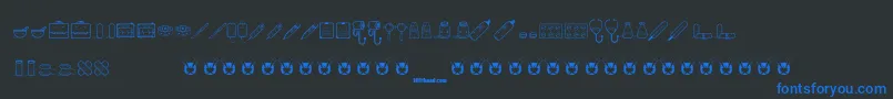 KawaiiMedical-Schriftart – Blaue Schriften auf schwarzem Hintergrund