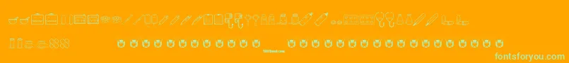 KawaiiMedical-Schriftart – Grüne Schriften auf orangefarbenem Hintergrund