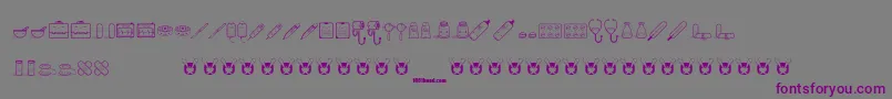 フォントKawaiiMedical – 紫色のフォント、灰色の背景