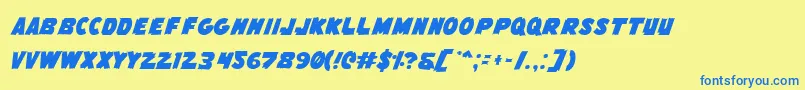 FlyingLeatherneck Font – Blue Fonts on Yellow Background