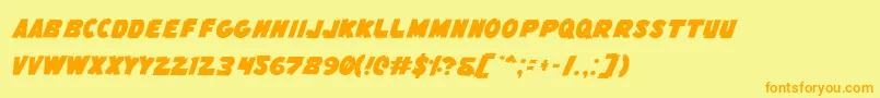 Więcej informacji o czcionce FlyingLeatherneck Czcionka FlyingLeatherneck – pomarańczowe czcionki na żółtym tle