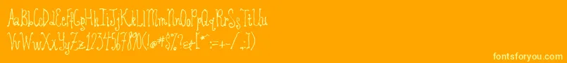 Revolvingdoor-Schriftart – Gelbe Schriften auf orangefarbenem Hintergrund