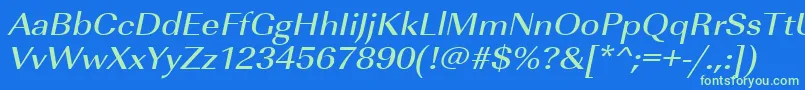 UrwimperialtmedextwidOblique Font – Green Fonts on Blue Background