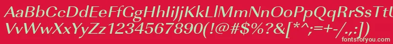 UrwimperialtmedextwidOblique Font – Green Fonts on Red Background