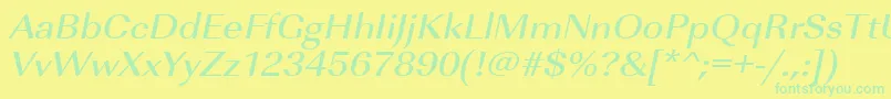 Шрифт UrwimperialtmedextwidOblique – зелёные шрифты на жёлтом фоне