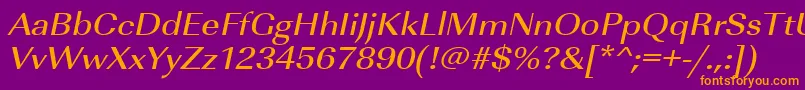 UrwimperialtmedextwidOblique Font – Orange Fonts on Purple Background