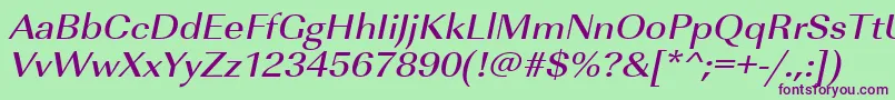 UrwimperialtmedextwidOblique Font – Purple Fonts on Green Background