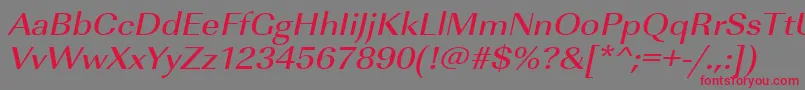 UrwimperialtmedextwidOblique Font – Red Fonts on Gray Background