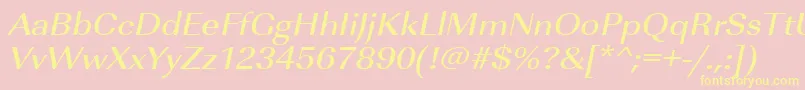 UrwimperialtmedextwidOblique Font – Yellow Fonts on Pink Background