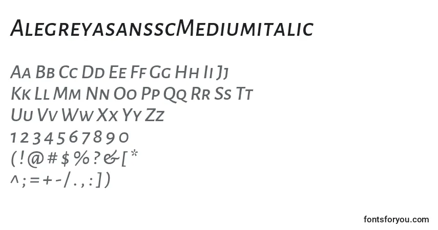 Шрифт AlegreyasansscMediumitalic – алфавит, цифры, специальные символы