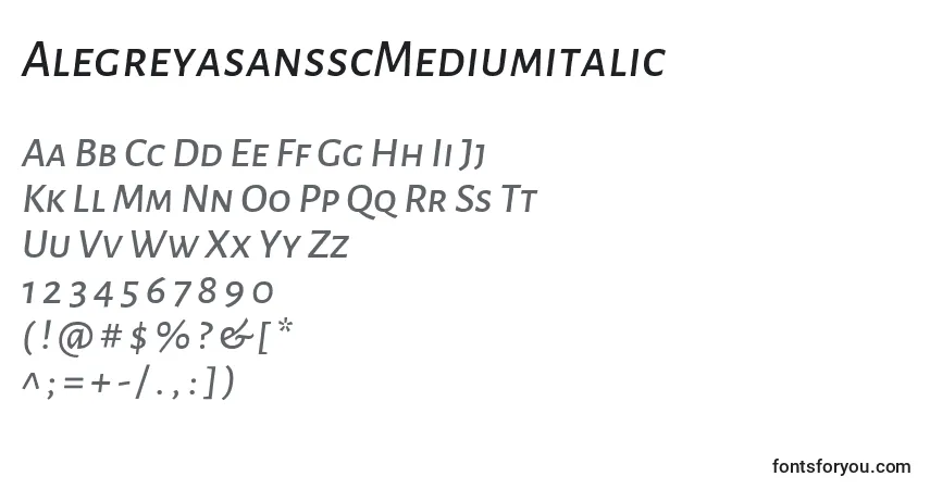 AlegreyasansscMediumitalicフォント–アルファベット、数字、特殊文字