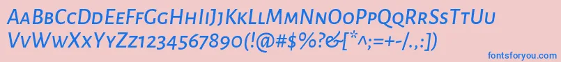 フォントAlegreyasansscMediumitalic – ピンクの背景に青い文字