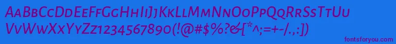 AlegreyasansscMediumitalic Font – Purple Fonts on Blue Background