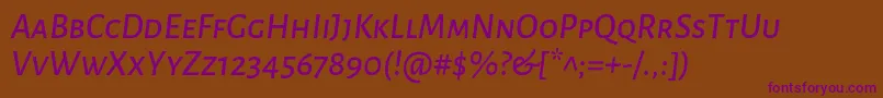 AlegreyasansscMediumitalic Font – Purple Fonts on Brown Background