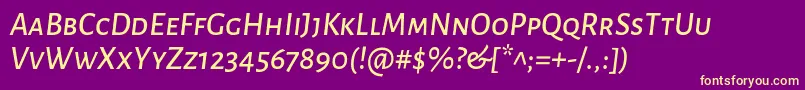 AlegreyasansscMediumitalic Font – Yellow Fonts on Purple Background