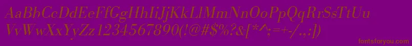 BodonistdLightItalic Font – Brown Fonts on Purple Background