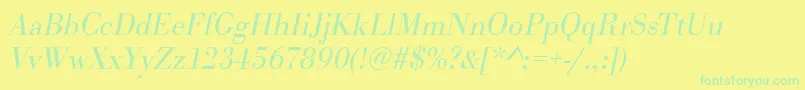 Шрифт BodonistdLightItalic – зелёные шрифты на жёлтом фоне