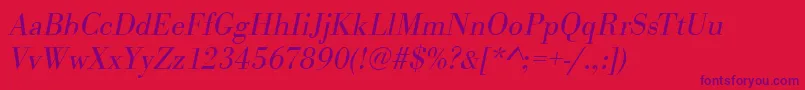 フォントBodonistdLightItalic – 赤い背景に紫のフォント