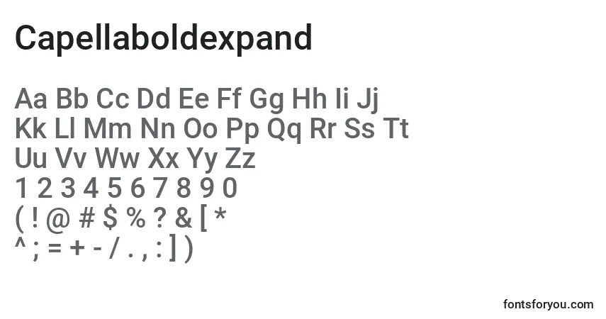 Шрифт Capellaboldexpand – алфавит, цифры, специальные символы