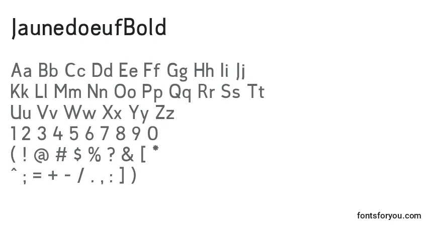 A fonte JaunedoeufBold – alfabeto, números, caracteres especiais