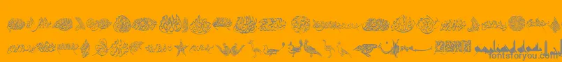 Besmellah3-Schriftart – Graue Schriften auf orangefarbenem Hintergrund