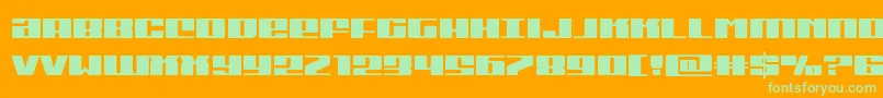 Michigan-Schriftart – Grüne Schriften auf orangefarbenem Hintergrund