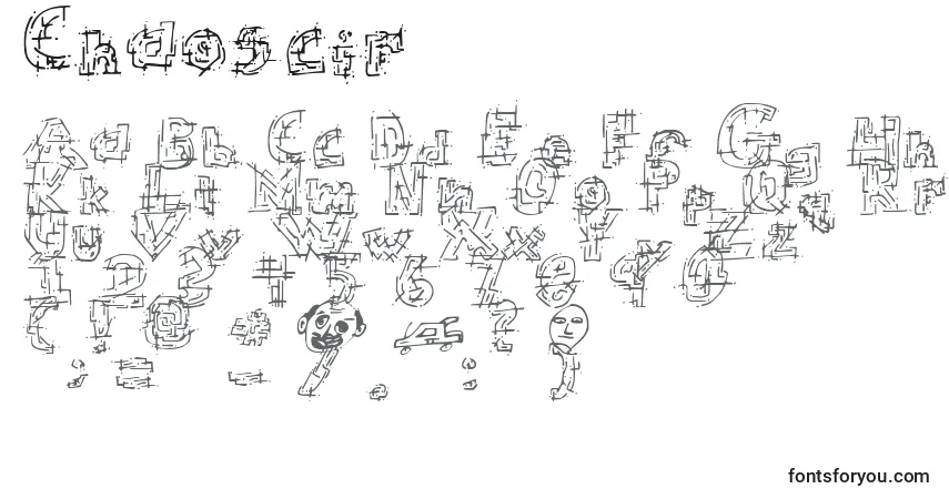 Schriftart Chaoscir – Alphabet, Zahlen, spezielle Symbole
