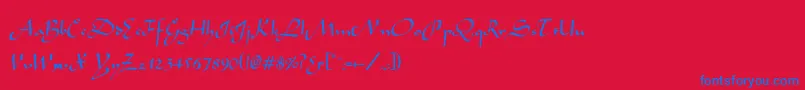 Eldente-Schriftart – Blaue Schriften auf rotem Hintergrund