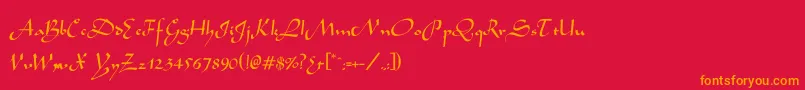 フォントEldente – 赤い背景にオレンジの文字