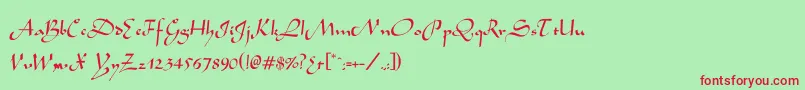 Eldente-Schriftart – Rote Schriften auf grünem Hintergrund