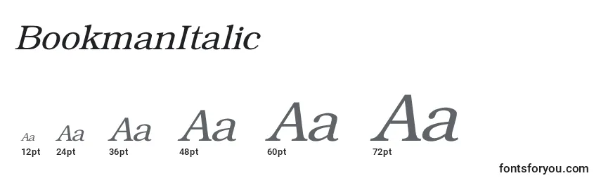 Размеры шрифта BookmanItalic