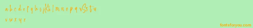 Fonte Keepscrollingdemo – fontes laranjas em um fundo verde