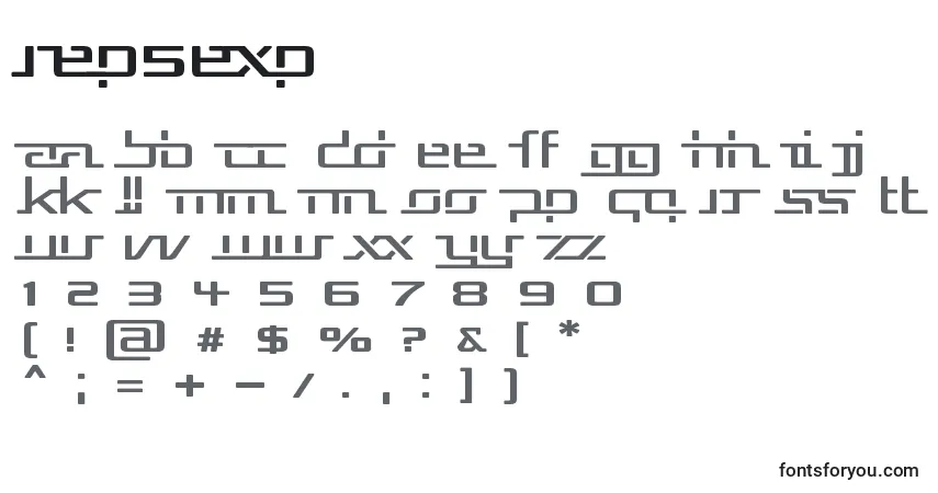 A fonte Rep5exp – alfabeto, números, caracteres especiais