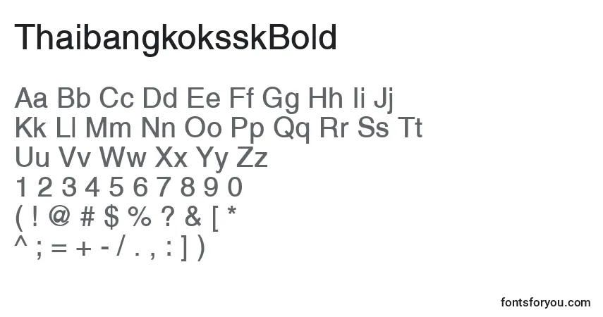 Schriftart ThaibangkoksskBold – Alphabet, Zahlen, spezielle Symbole