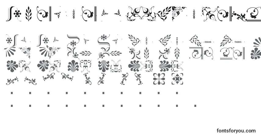 Czcionka BorderbatsFleur2Regular – alfabet, cyfry, specjalne znaki