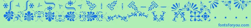 Czcionka BorderbatsFleur2Regular – niebieskie czcionki na zielonym tle