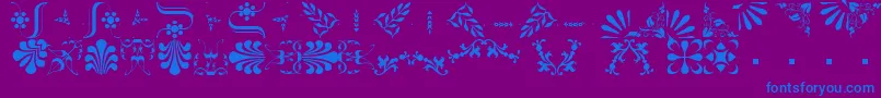Czcionka BorderbatsFleur2Regular – niebieskie czcionki na fioletowym tle