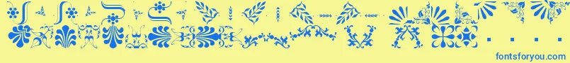fuente BorderbatsFleur2Regular – Fuentes Azules Sobre Fondo Amarillo