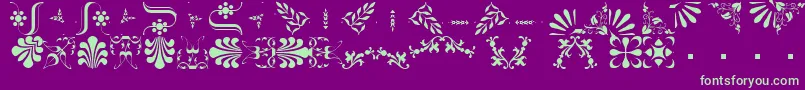 フォントBorderbatsFleur2Regular – 紫の背景に緑のフォント