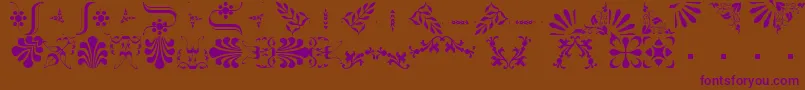 Czcionka BorderbatsFleur2Regular – fioletowe czcionki na brązowym tle