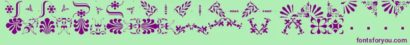 BorderbatsFleur2Regular-Schriftart – Violette Schriften auf grünem Hintergrund