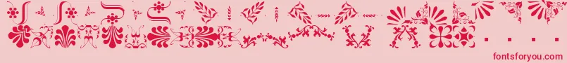 フォントBorderbatsFleur2Regular – ピンクの背景に赤い文字
