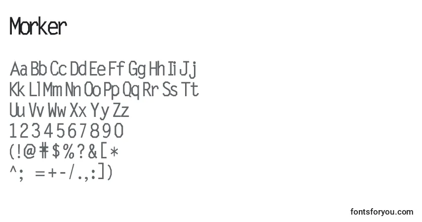 Czcionka Morker – alfabet, cyfry, specjalne znaki